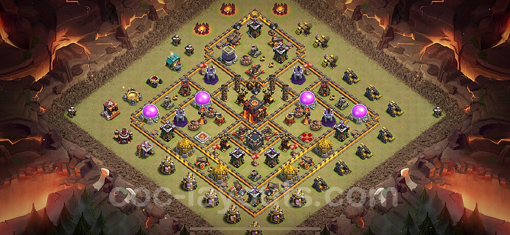 TH10 Anti 2 Stars CWL War Base Plan with Link, Anti Everything, Copy Town Hall 10 Design 2024, #169