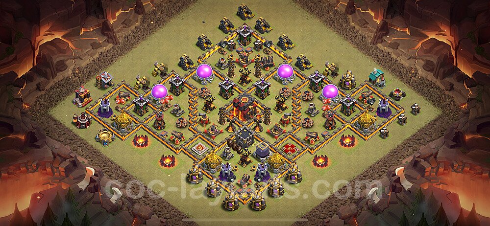 TH10 War Base Plan with Link, Anti Everything, Hybrid, Copy Town Hall 10 CWL Design 2024, #175