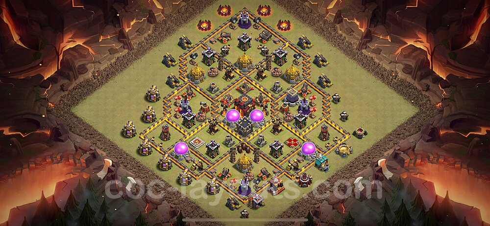 Die Anti 2 Sterne Clan War Base RH10 + Link, Anti Alles 2024 - COC Rathaus Level 10 Kriegsbase (CK / CW) - #176