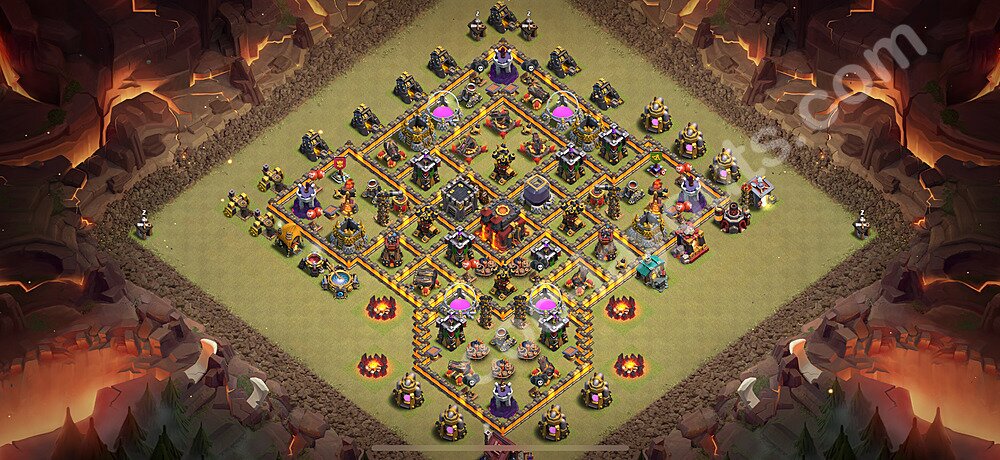 Municipio livello 10 Base di Guerra + Link, Anti Air / Dragon, Ibrido - Miglior Disposizione Villaggio COC 2026 TH10 - #178