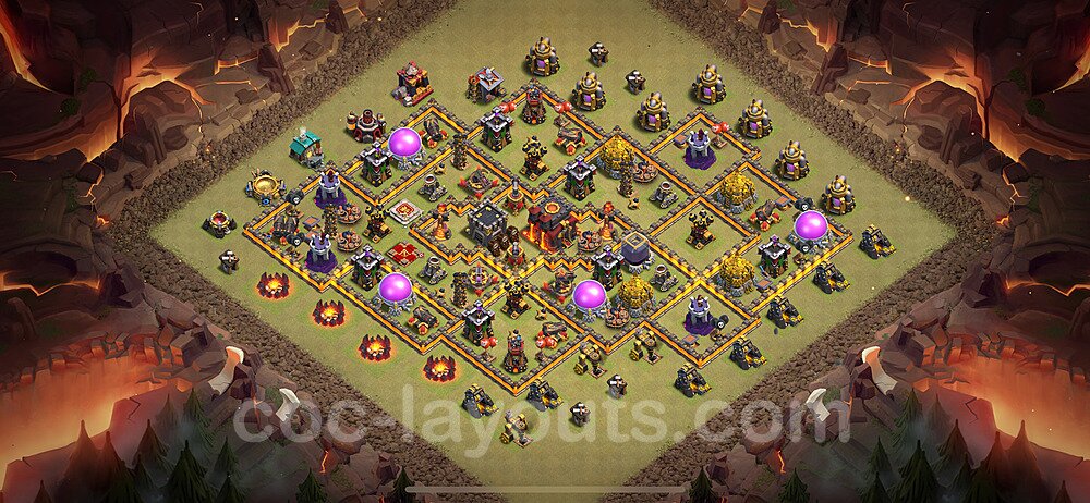 TH10 War Base Plan with Link, Copy Town Hall 10 CWL Design 2024, #180