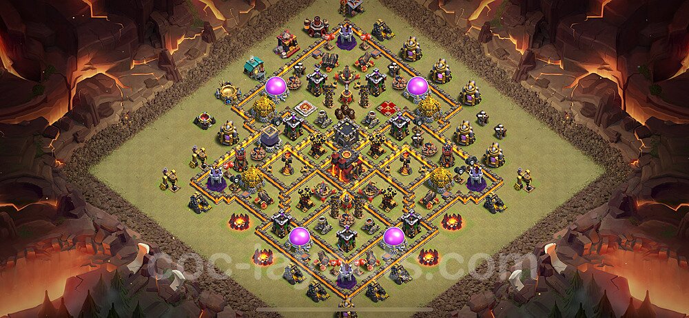 Municipio livello 10 Base di Guerra + Link, Anti Air / Dragon - Anti 2 Stelle Disposizione Villaggio COC 2024 TH10 - #181