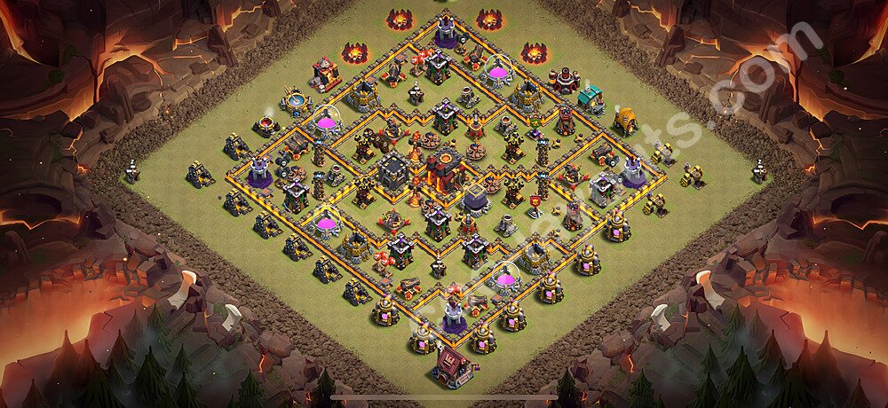TH10 Anti 2 Stars CWL War Base Plan with Link, Anti Everything, Copy Town Hall 10 Design 2025, #182