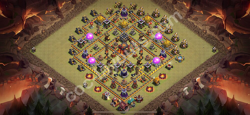 Diseño de aldea para Guerra Anti 2 Estrellas Ayuntamiento 10 Copiar, Anti Todo - COC TH10 Perfecta Distribucion 2025 + Enlace - #183