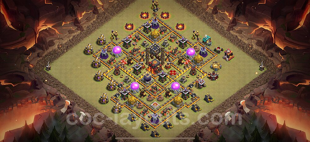 Die Maximal Clan War Base RH10 + Link, Hybrid 2024 - COC Rathaus Level 10 Kriegsbase (CK / CW) - #187