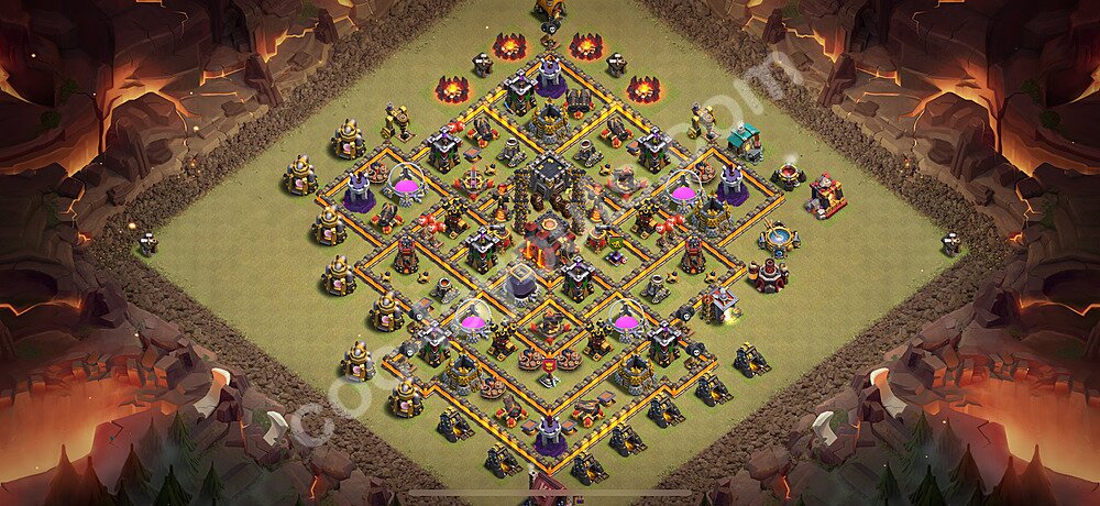 Ustawienie baza wojskowa TH10 z linkiem, Hybrydowy - Ratusz poziom 10 - COC 2026 - #187