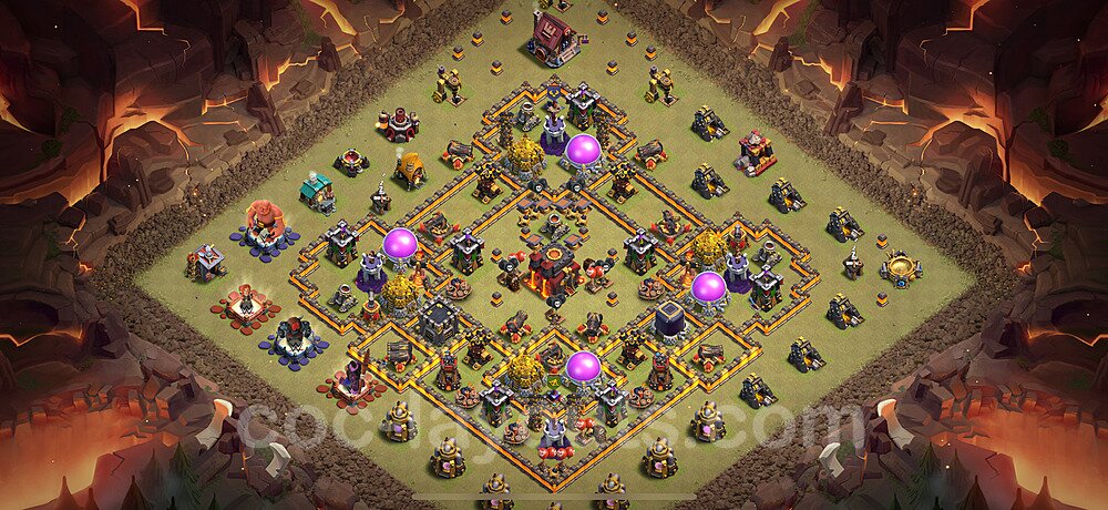 Municipio livello 10 Base di Guerra + Link, Ibrido - Anti 3 Stelle Disposizione Villaggio COC 2025 TH10 - #194