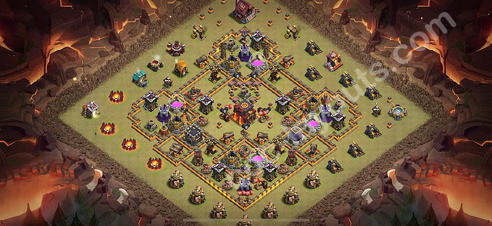 TH10 Anti 3 Stars CWL War Base Plan with Link, Hybrid, Copy Town Hall 10 Design 2026, #194