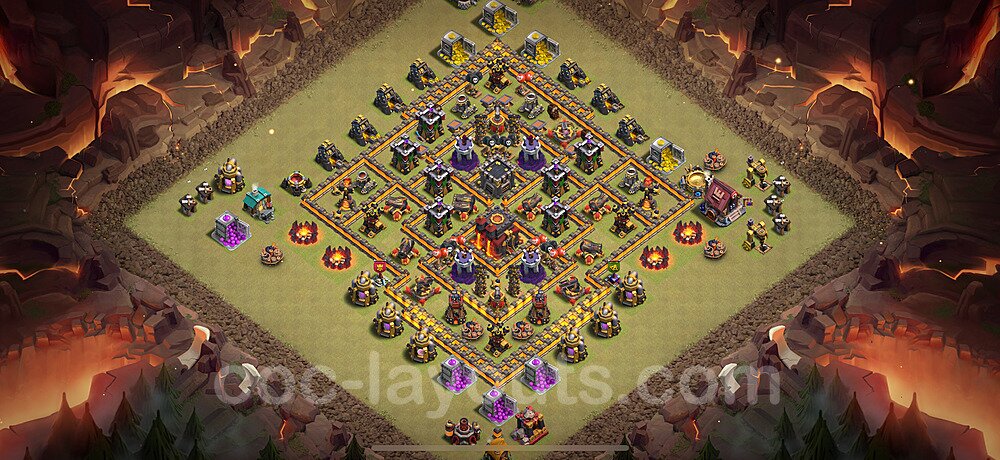 Top Anti 3 Etoiles Base de Guerre HDV 10 + Lien (Link) 2025 gdc - Hôtel de Ville 10 Base Copier - #195