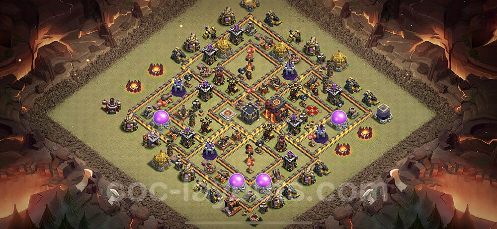 Diseño de aldea para Guerra Ayuntamiento 10 Copiar, Anti 3 Estrellas, Anti Todo - COC TH10 Perfecta Distribucion 2023 + Enlace - #26