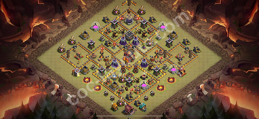 Diseño de aldea para Guerra Anti 2 Estrellas Ayuntamiento 10 Copiar, Liga de Leyenda - COC TH10 Perfecta Distribucion 2025 + Enlace - #88