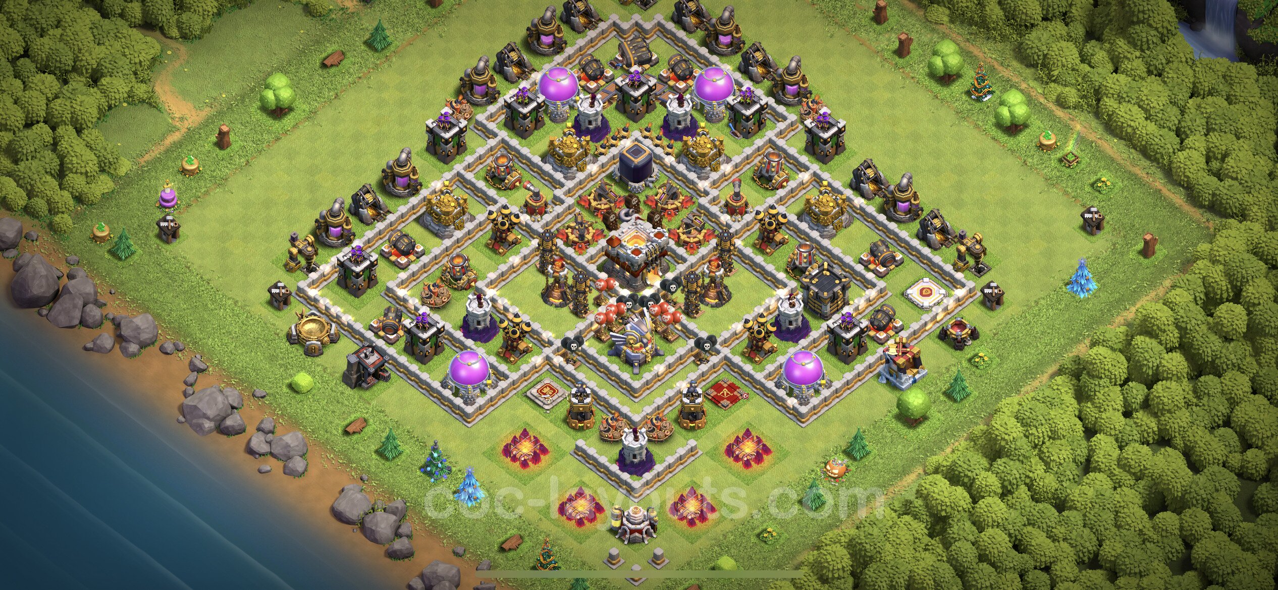 Defense (Trophy) Base TH11 with Link, Hybrid, Anti Everything - plan / layo...