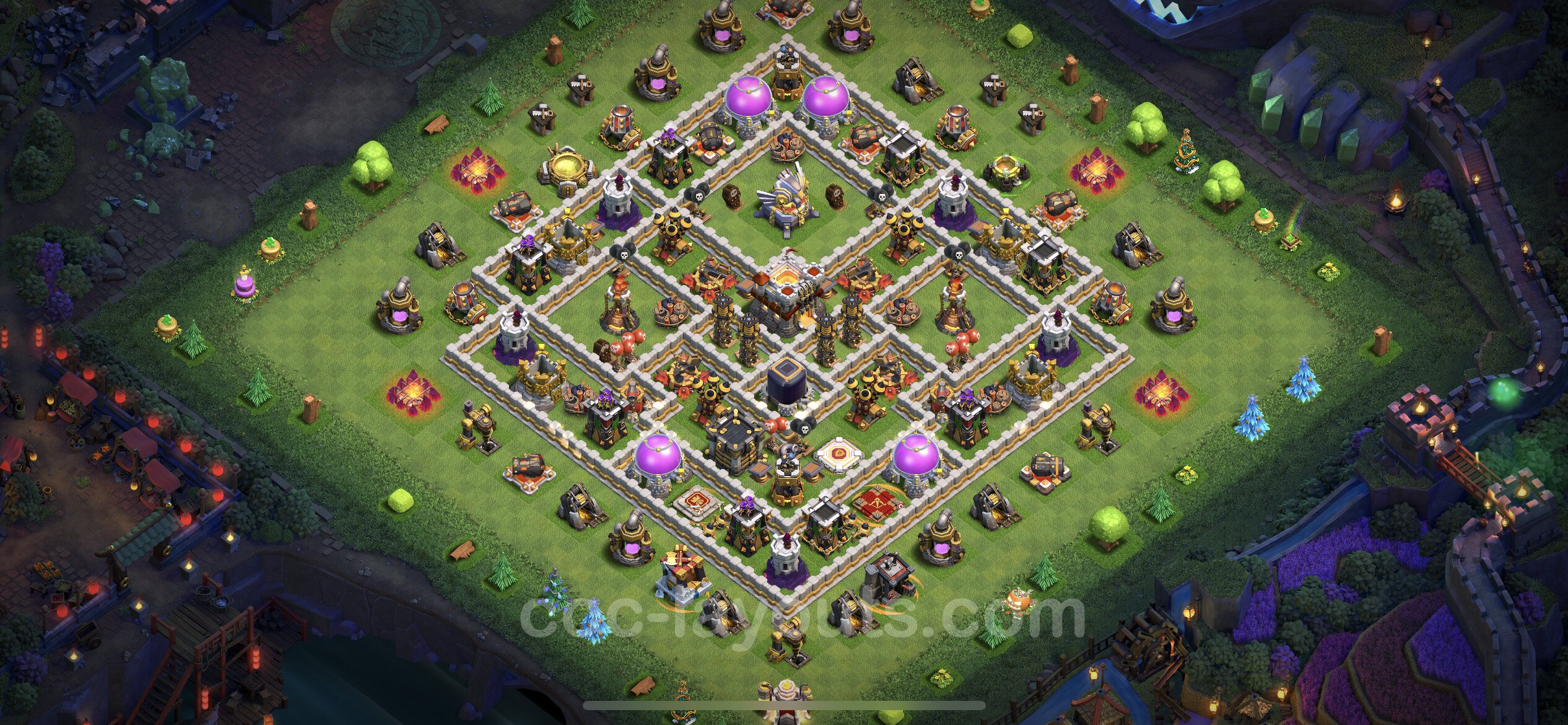 Best Anti 3 Stars Base TH11 With Link Hybrid Town Hall Level 11 Base 