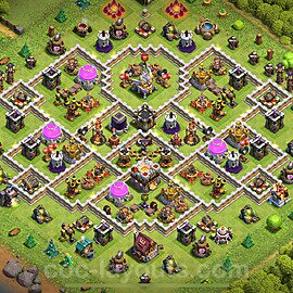 Ustawienie bazy do obrony TH11 z linkiem, Hybrydowy - Ratusz poziom 11 - COC 2025 - #115