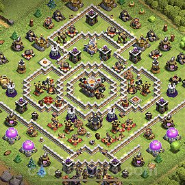 Diseño de aldea Anti 2 Estrellas Ayuntamiento 11 Copiar, Anti Aire / Electro Dragón - COC TH11 Perfecta Distribucion 2023 + Enlace - #54