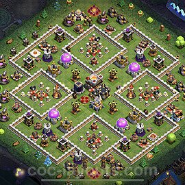 TH11 Anti 2 Stars Base Plan with Link, Legend League, Copy Town Hall 11 Base Design 2022, #57