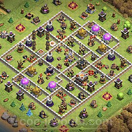 TH11 Trophy Base Plan with Link, Hybrid, Copy Town Hall 11 Base Design 2023, #74