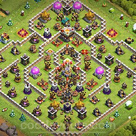 Anti Everything TH11 Base Plan with Link, Hybrid, Copy Town Hall 11 Design 2023, #96