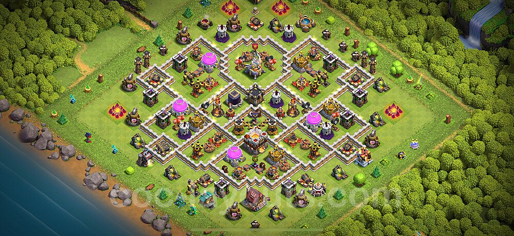 Ustawienie bazy do obrony TH11 z linkiem, Hybrydowy - Ratusz poziom 11 - COC 2025 - #115