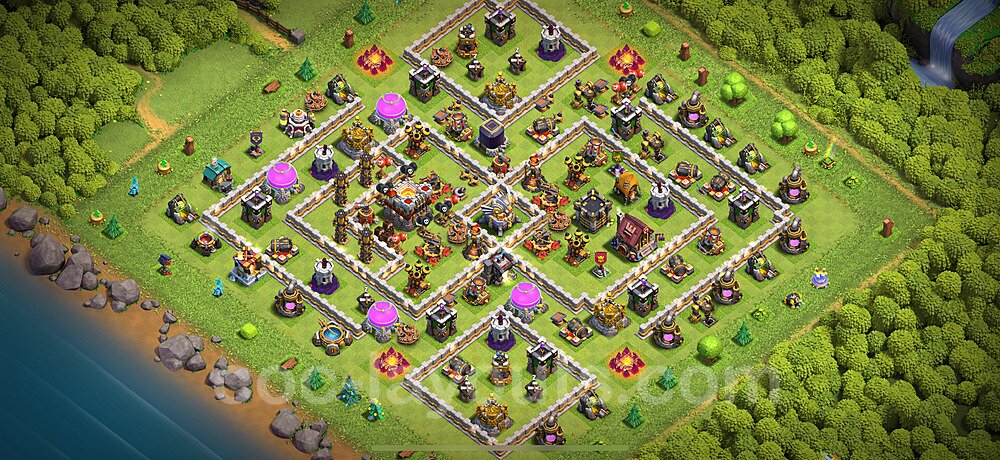 TH11 Trophy Base Plan with Link, Copy Town Hall 11 Base Design 2025, #116