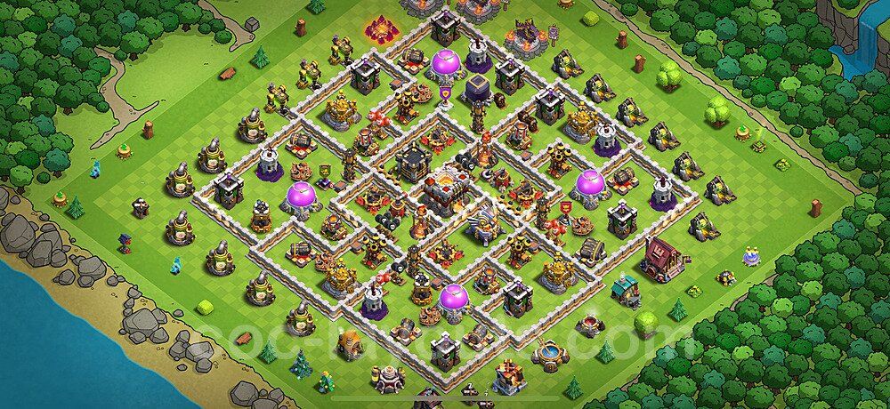 TH11 Trophy Base Plan with Link, Legend League, Copy Town Hall 11 Base Design 2025, #121