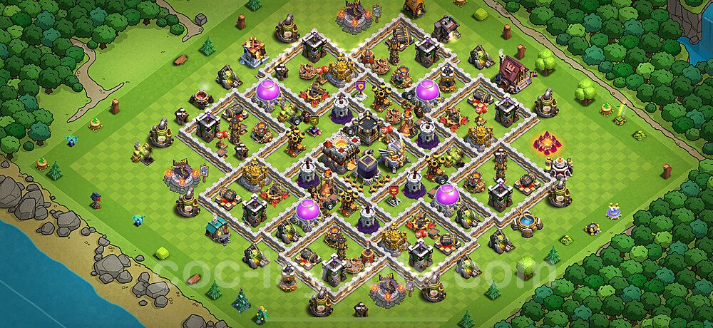 TH11 Anti 2 Stars Base Plan with Link, Anti Air / Electro Dragon, Copy Town Hall 11 Base Design 2025, #122