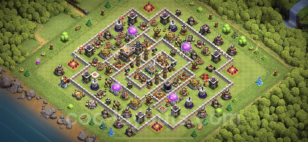 Anti Everything TH11 Base Plan with Link, Hybrid, Copy Town Hall 11 Design, #34