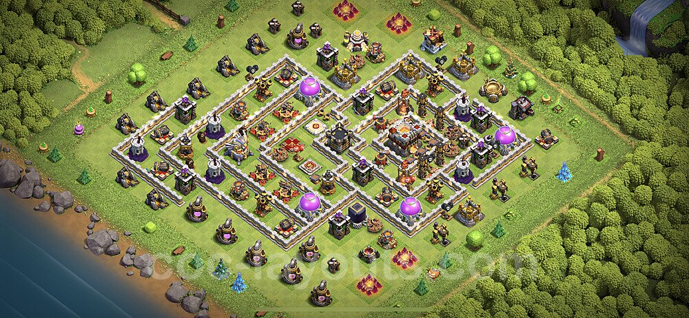 TH11 Trophy Base Plan with Link, Anti Everything, Hybrid, Copy Town Hall 11 Base Design 2023, #49