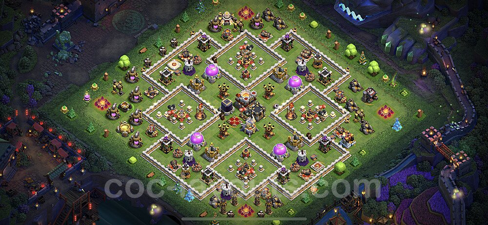 TH11 Anti 2 Stars Base Plan with Link, Legend League, Copy Town Hall 11 Base Design 2023, #57