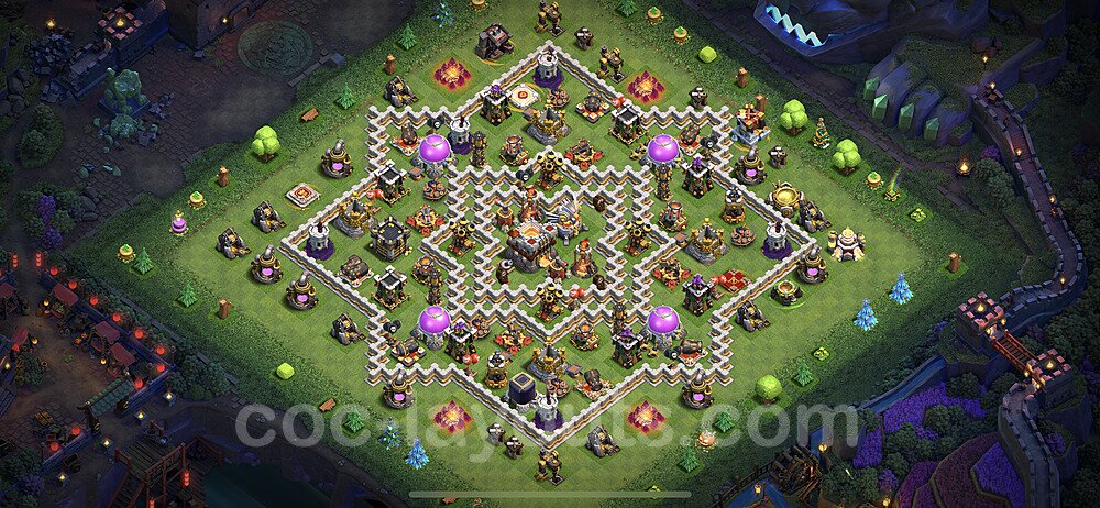TH11 Trophy Base Plan with Link, Hybrid, Copy Town Hall 11 Base Design 2023, #71