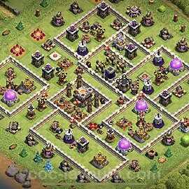 Base plan TH11 (design / layout) with Link, Hybrid, Anti Air / Electro Dragon for Farming 2021, #21