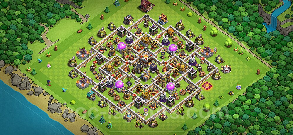 Base plan TH11 (design / layout) with Link, Anti 3 Stars, Anti Air / Electro Dragon for Farming 2025, #63