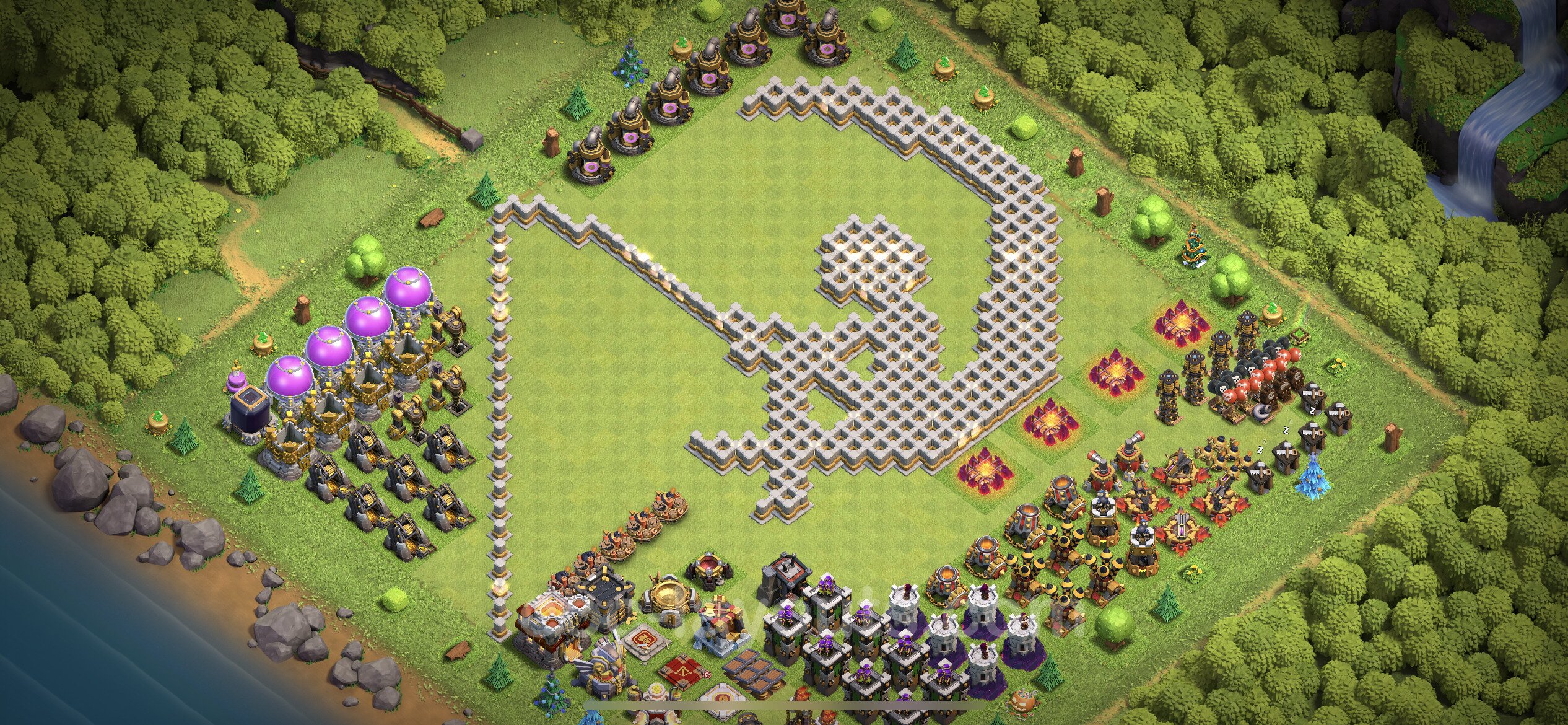 Best Funny Troll Base TH11 with Link - Town Hall Level 11 Art Base Copy -  (#1)