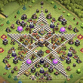 TH11 Funny Troll Base Plan with Link, Copy Town Hall 11 Art Design 2023, #11