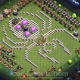 TH11 Funny Troll Base Plan with Link, Copy Town Hall 11 Art Design 2021, #12