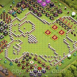 TH11 Funny Troll Base Plan with Link, Copy Town Hall 11 Art Design 2024, #47