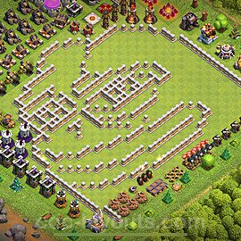 TH11 Funny Troll Base Plan with Link, Copy Town Hall 11 Art Design 2024, #61