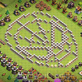 TH11 Funny Troll Base Plan with Link, Copy Town Hall 11 Art Design 2024, #62