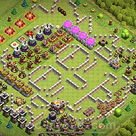 TH11 Funny Troll Base Plan with Link, Copy Town Hall 11 Art Design 2024, #63