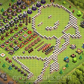 TH11 Funny Troll Base Plan with Link, Copy Town Hall 11 Art Design 2024, #66