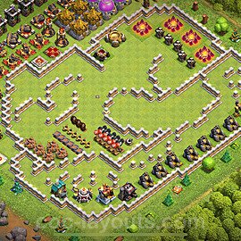 TH11 Funny Troll Base Plan with Link, Copy Town Hall 11 Art Design 2024, #68