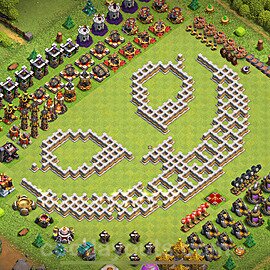 TH11 Funny Troll Base Plan with Link, Copy Town Hall 11 Art Design 2024, #69