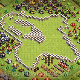 TH11 Funny Troll Base Plan with Link, Copy Town Hall 11 Art Design 2024, #70