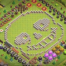 TH11 Funny Troll Base Plan with Link, Copy Town Hall 11 Art Design 2024, #75