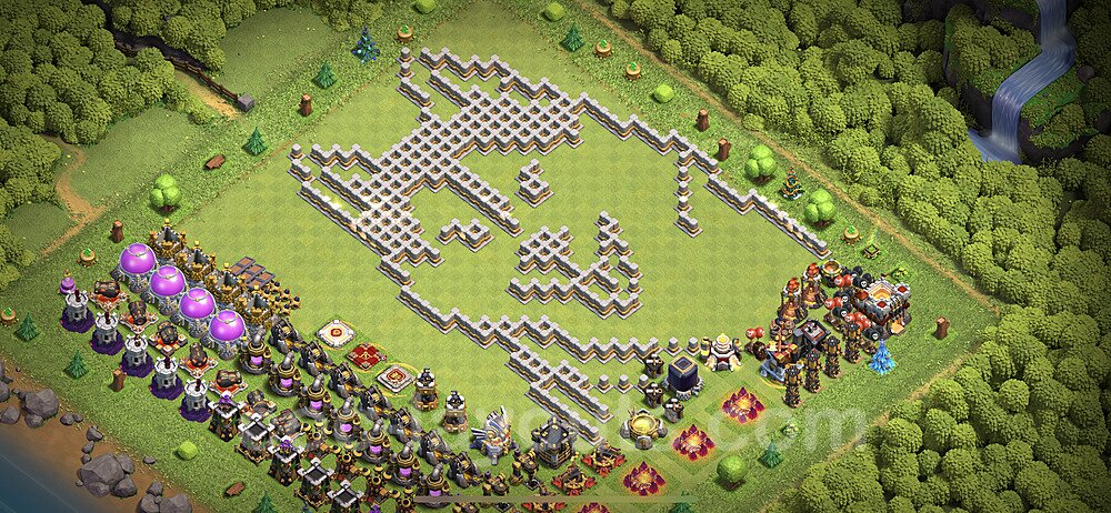 TH11 Funny Troll Base Plan with Link, Copy Town Hall 11 Art Design 2021, #10