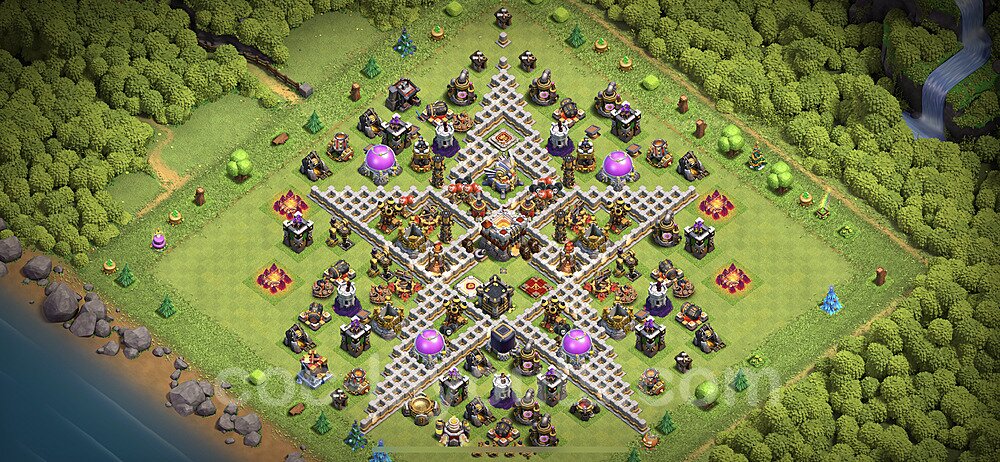 TH11 Funny Troll Base Plan with Link, Copy Town Hall 11 Art Design, #11