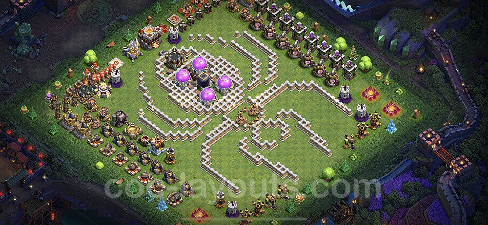 TH11 Funny Troll Base Plan with Link, Copy Town Hall 11 Art Design, #12