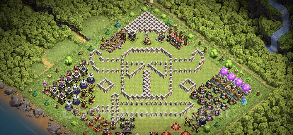 TH11 Funny Troll Base Plan with Link, Copy Town Hall 11 Art Design 2023, #16