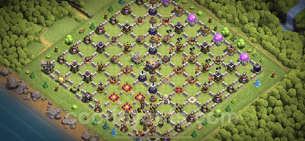 TH11 Funny Troll Base Plan with Link, Copy Town Hall 11 Art Design 2022, #17
