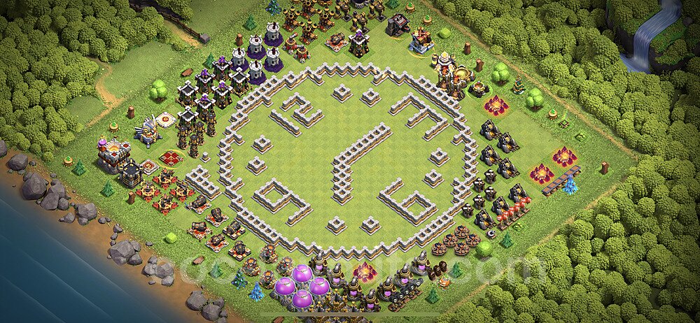 TH11 Funny Troll Base Plan with Link, Copy Town Hall 11 Art Design 2023, #18